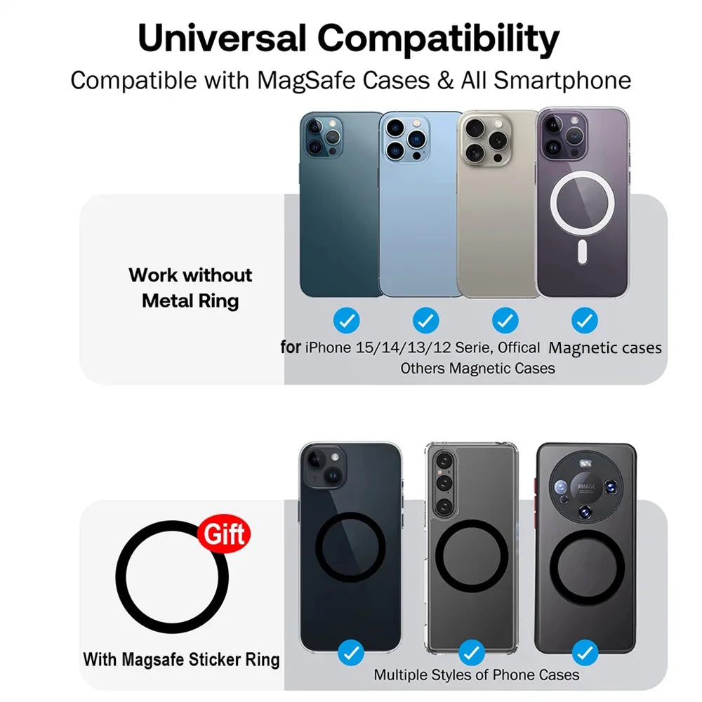 Grippopso Universal Magnetic Wallet Case Men Women Phone Card Holder Wallet With Finger Ring Holder Anti-scratch Card Case