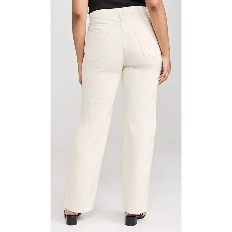2025 Ins Fashion Jeans Women Comfortable High Waisted White Jeans Girls Thin Stretch Denim Pants Female Straight Leg Trousers