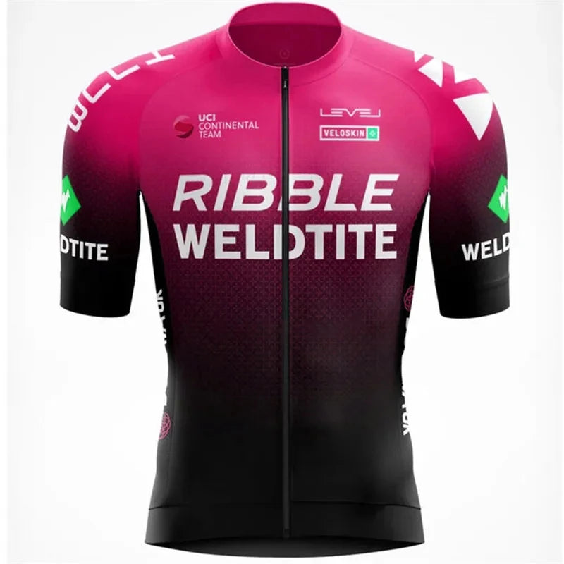 Ribble Weldtite Pro Team Cycling Jersey Set Summer Breathable Bicycle Men&