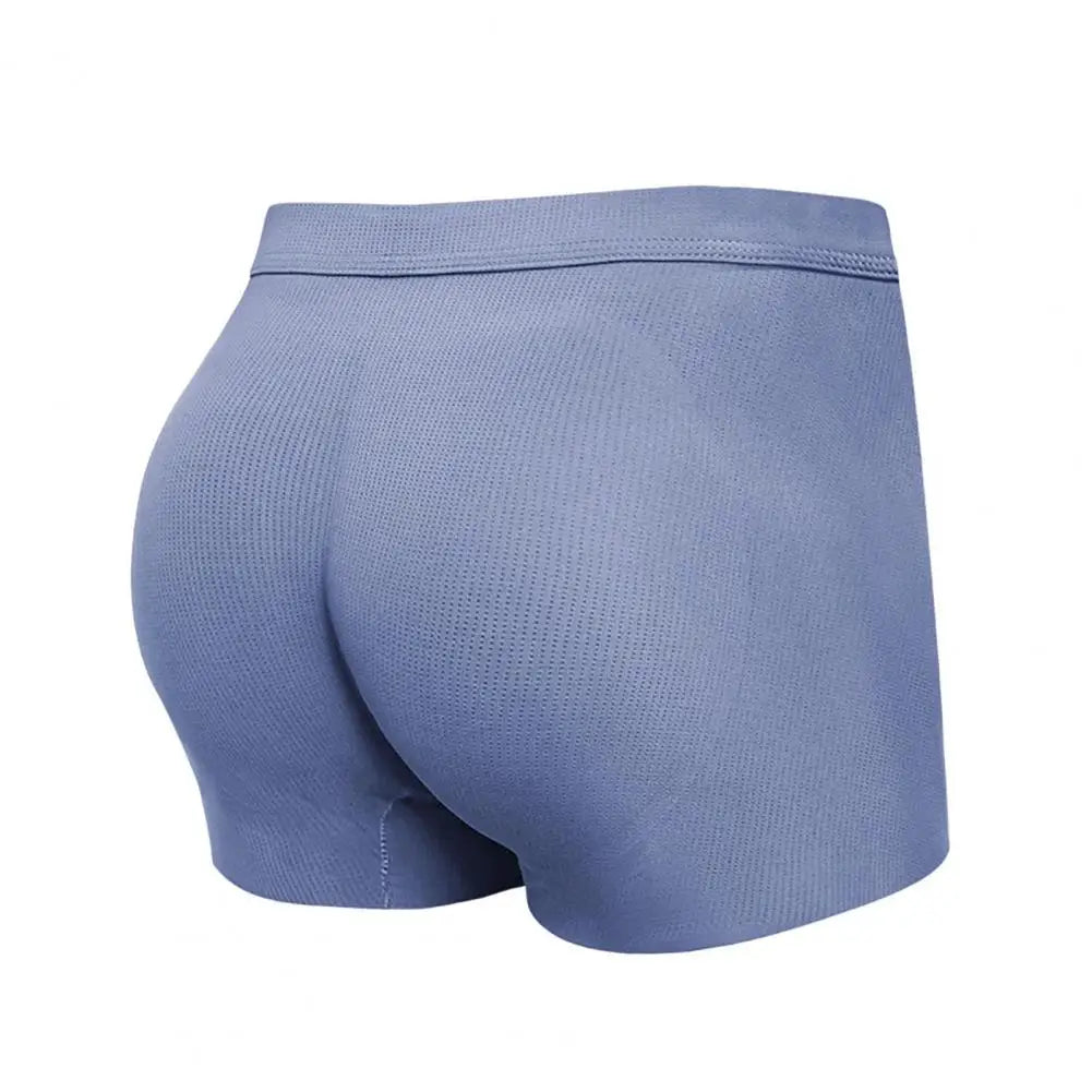 Fake Ass Men Boxers 3D Design Traceless Effect Mid-rise Underpants Solid Color U-convex Ergonomic Design Boxers Briefs