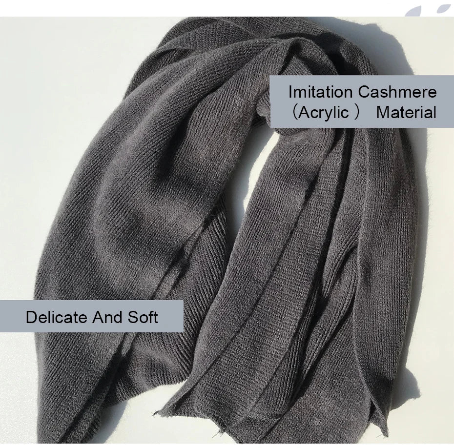 Maikun Thick Knitted Scarf For Men Fashion Winter Increase Simple Solid Color Scarf Men&