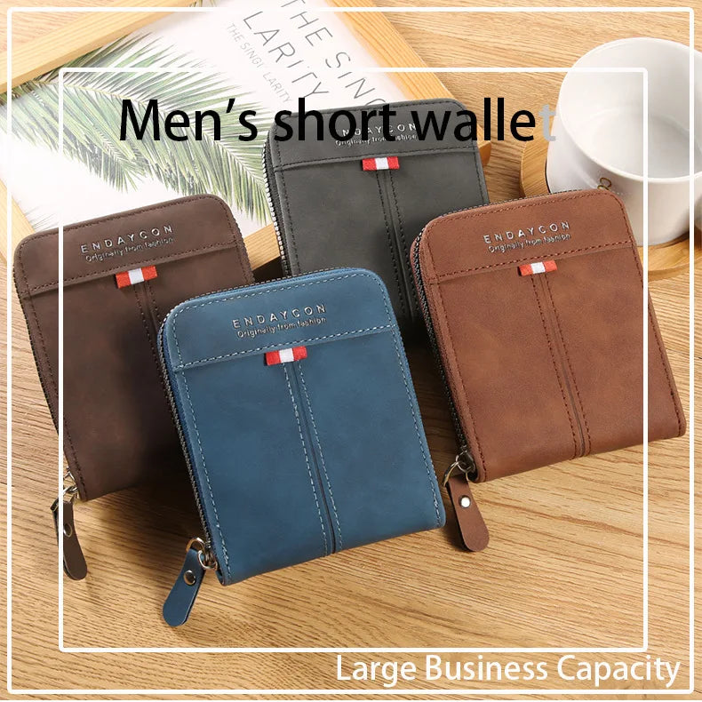Business Bank Credit Card Holder Luxury Men Wallets Short Coin Purse Zipper Money Bag Cardholder Case Small Card Holders for Men
