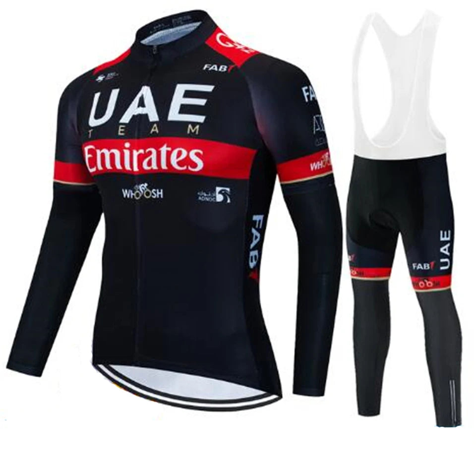2026 UAE Team Autumn Long Sleeve Cycling Jersey Set Bib Pants Ropa Ciclismo Clothing Bike Uniform Men Bicycle Clothes Mailllot