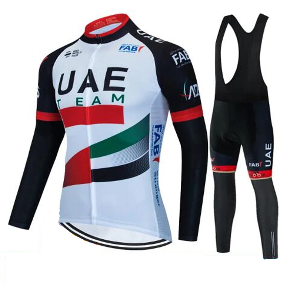 2026 UAE Team Autumn Long Sleeve Cycling Jersey Set Bib Pants Ropa Ciclismo Clothing Bike Uniform Men Bicycle Clothes Mailllot