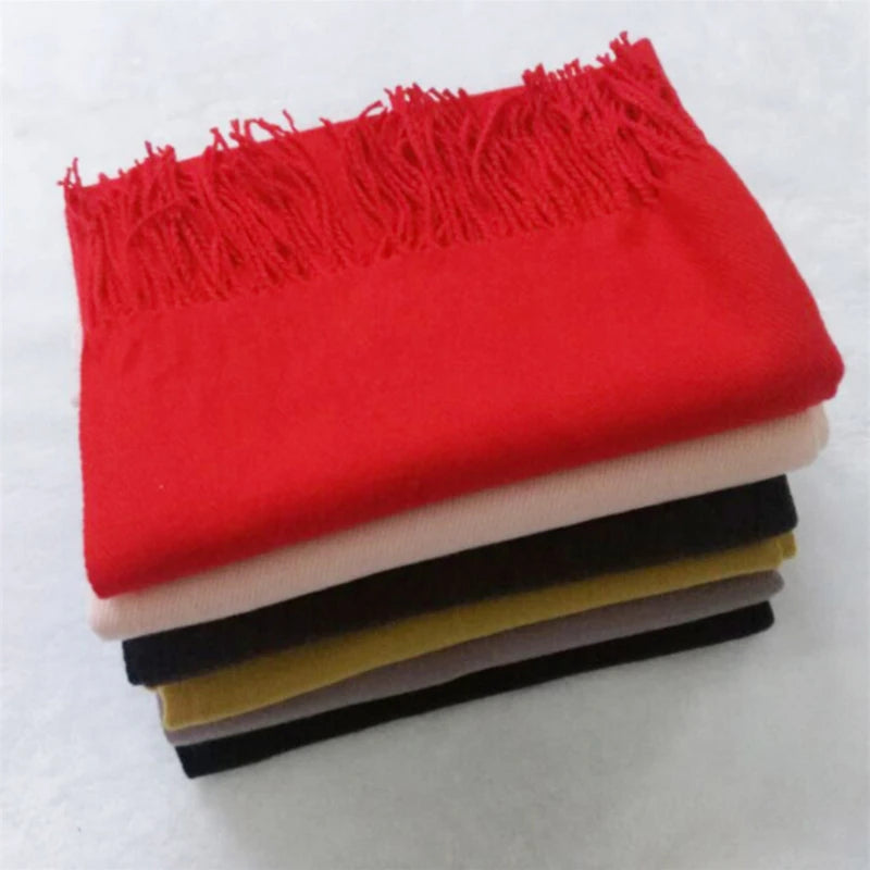 Tassel Scarfs Imitation Cashmere Men Solid Color Fashions Winter Warmth Windproof Thickened Elongated Scarf Women&
