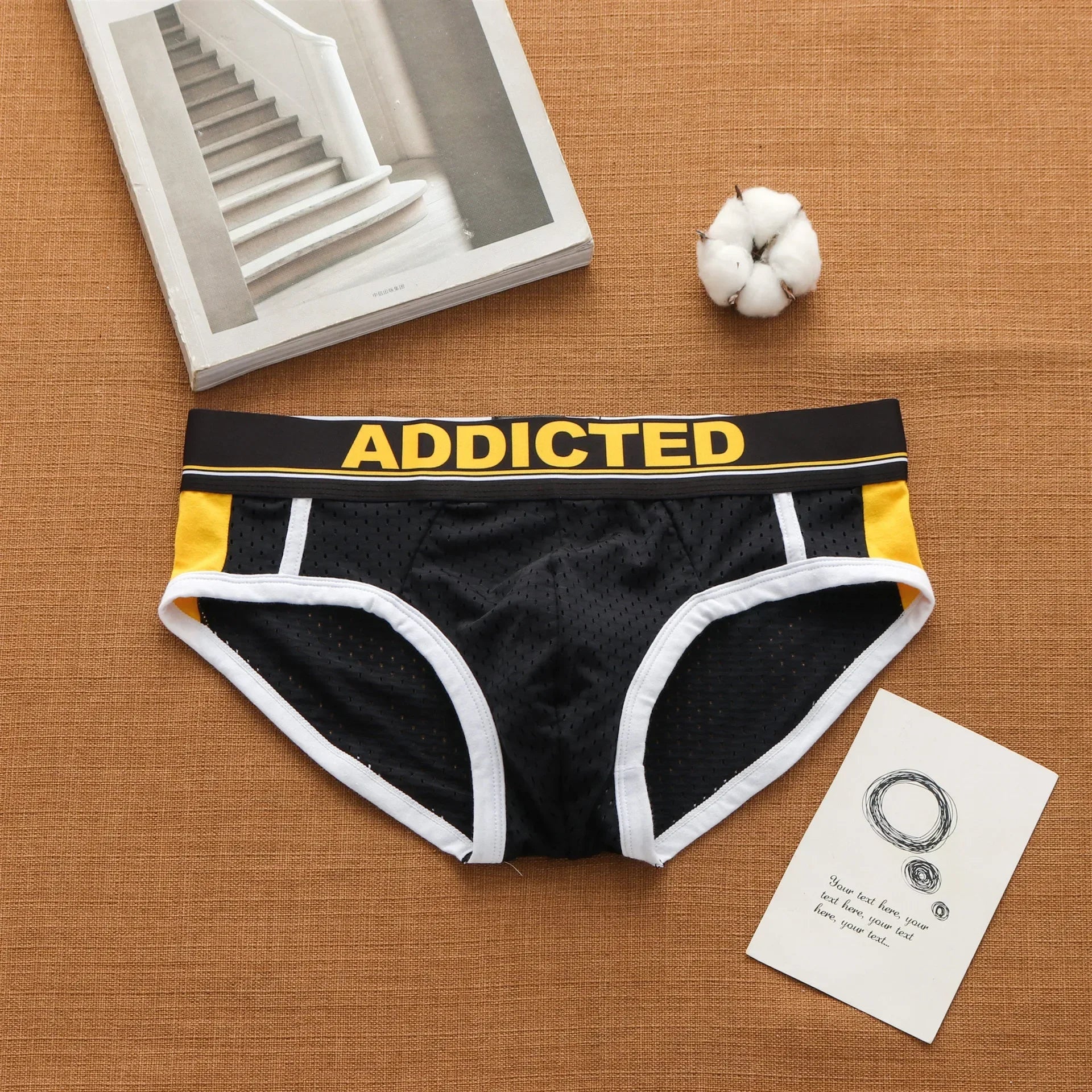 Mens low waist breathable ice mesh hole comfortable fashion briefs men