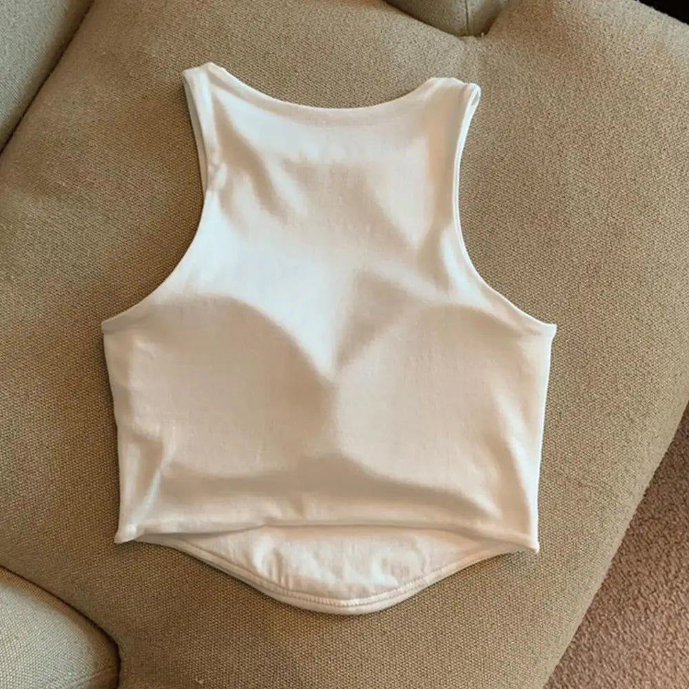 Summer Women Tank Tops Camisole With Padded Bra Solid Color Sexy Off Shoulder O Neck Elastic Sport Vest Push Up Base Shirt