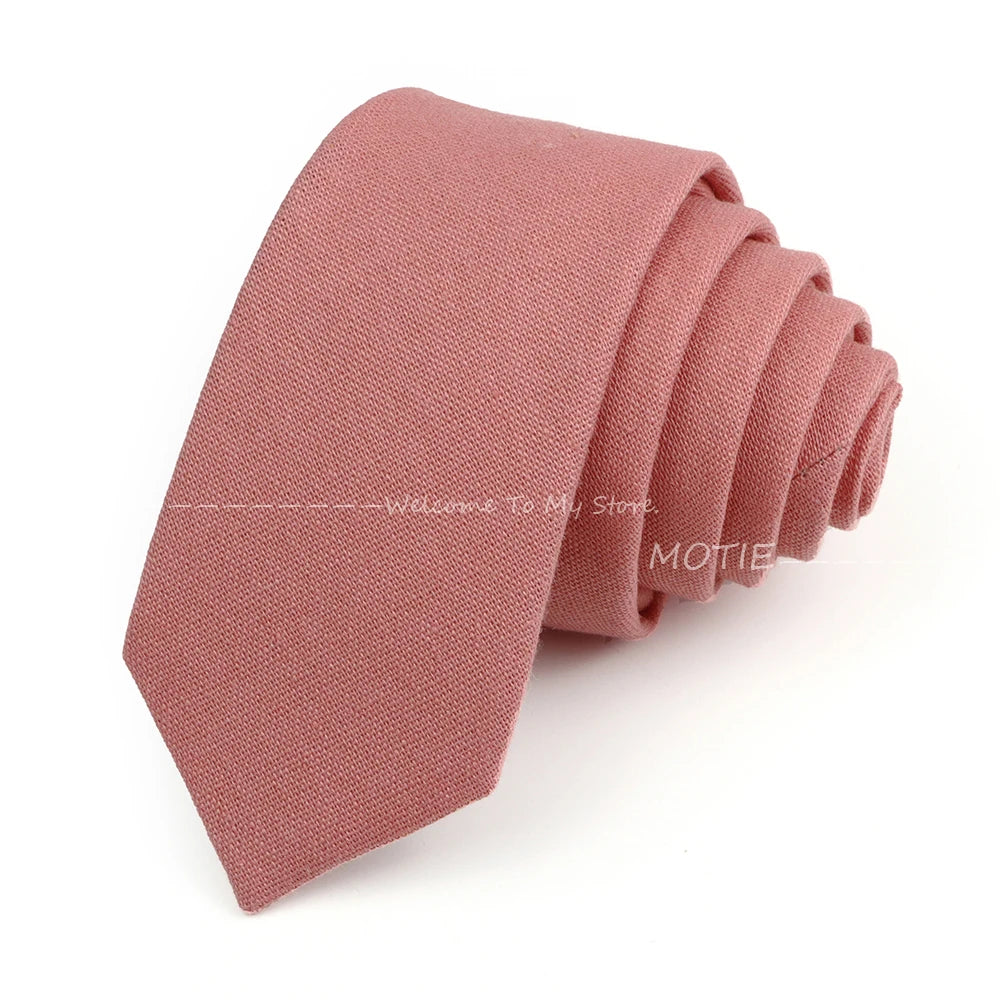 Mens Ties 6cm Classic Cotton Handmade Skinny Neck Ties For Men Soild Color Narrow Collar Slim Orange Grey Blue Tie Casual Tie