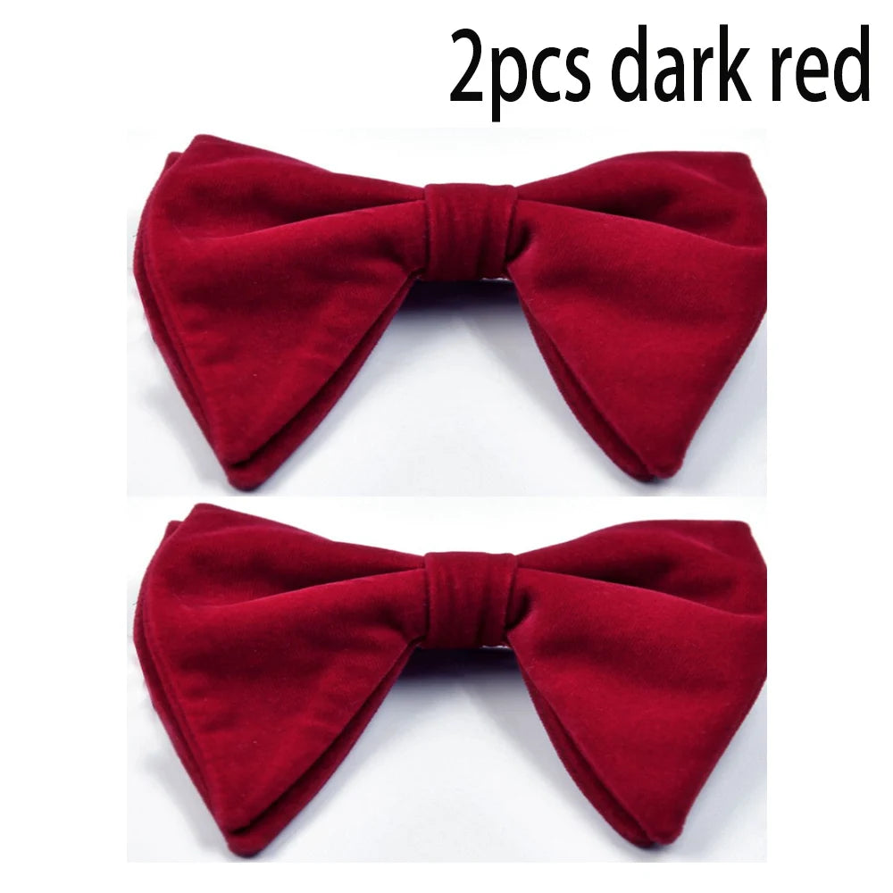 Mens Oversized Bow Tie Solid Velvet Bowtie Wedding Party Tuxedo Adjustable Necktie Big Bow Tie