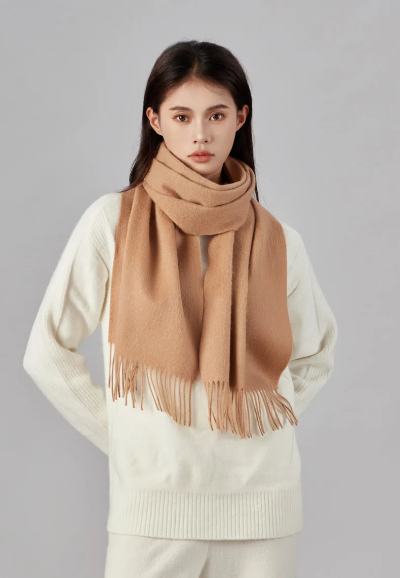 High Quality Solid Color 100% Wool Scarf Men&