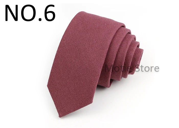 Mens Ties 6cm Classic Cotton Handmade Skinny Neck Ties For Men Soild Color Narrow Collar Slim Orange Grey Blue Tie Casual Tie