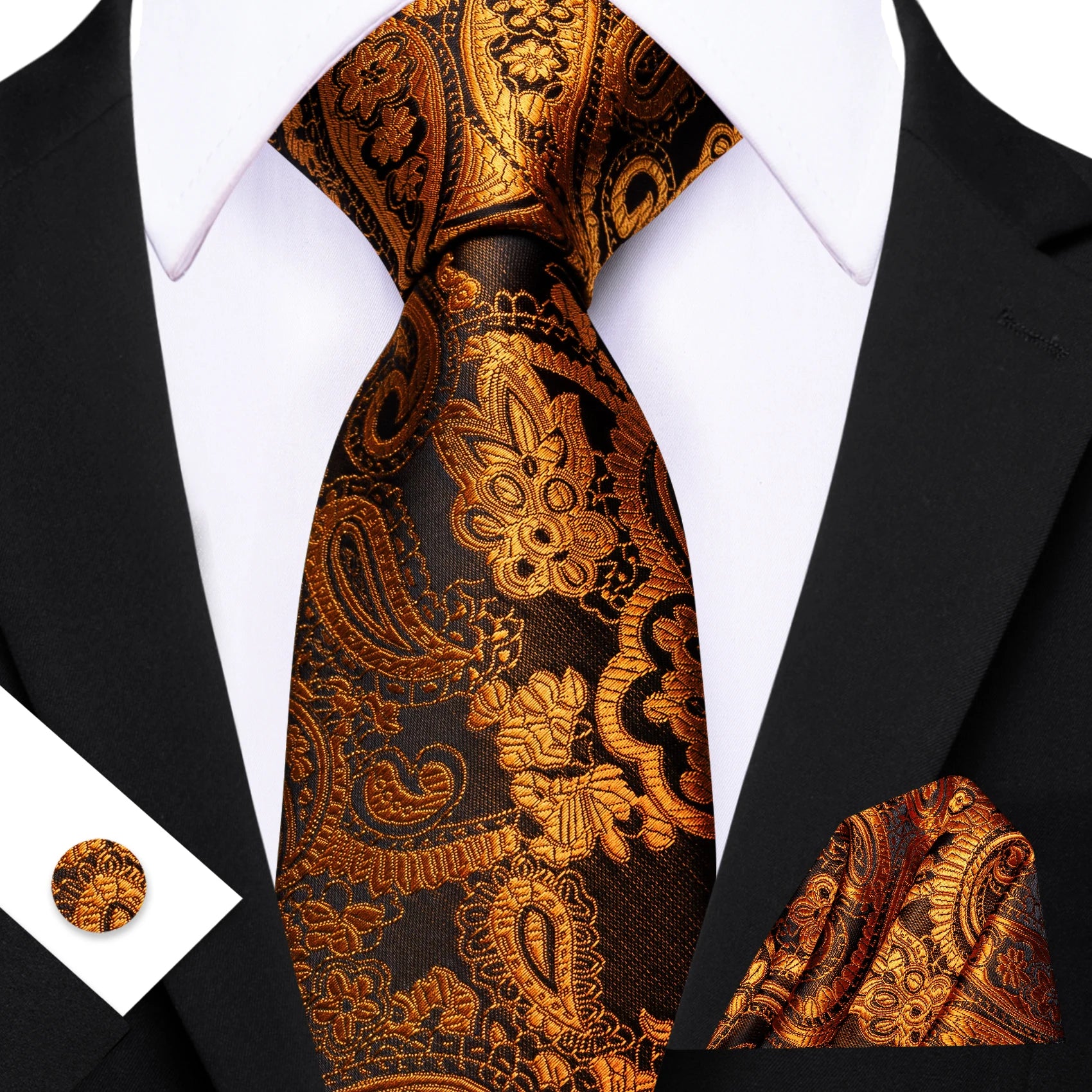 Barry.Wang Jacquard Brown & Gold Men&