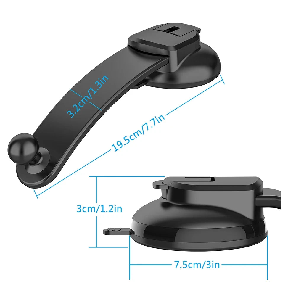 Accessories: Suction Cup Car Phone Bracket - 17mm Universal Ball, Telescopic Arm & Foldable