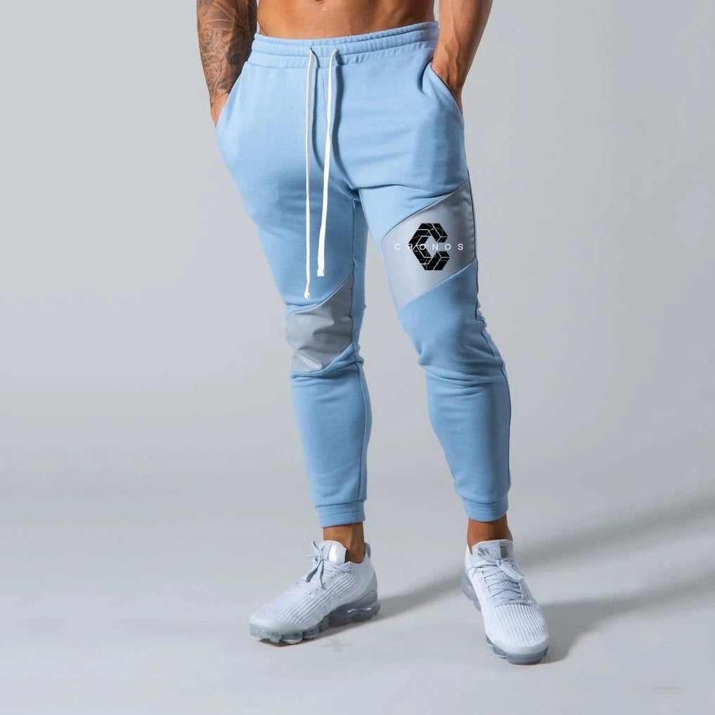 CRONOS GYM Print Pants Men Casual Sports Pants Running Workout Jogging Sportswear Men Patchwork Joggers Sweatpants Long Pants