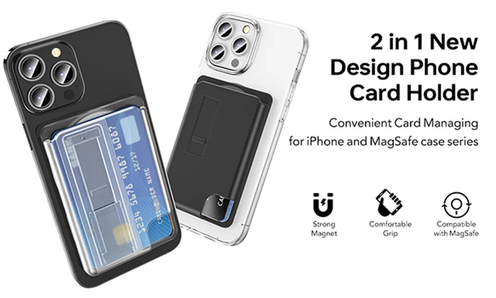Magnetic Wallet,Compatible with MagSafe Wallet,3-Card Holder,Phone Card Holder For Secure-Grip Finger Loop