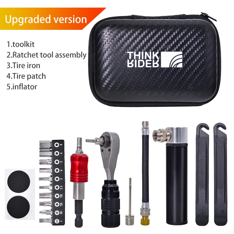 TinkRider Bicycle Portable Tools Repair Bags Set Multipurpose Bike Toolkit MTB Road Bike Storage Capsule Kit Cycling Pump
