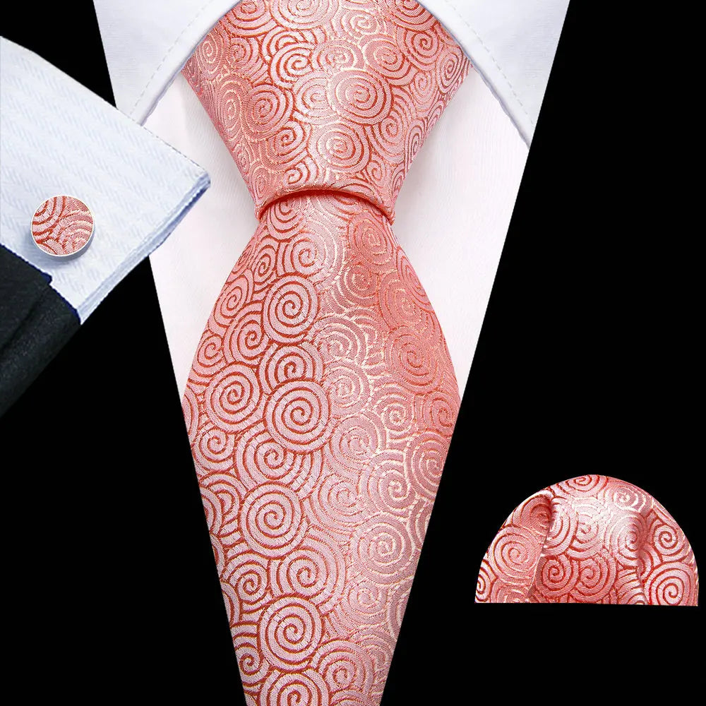 Barry.Wang Colorful Men Tie Handkerchief Cufflinks Set Novelty Floral Necktie for Male Designer Wedding Business Party Gift
