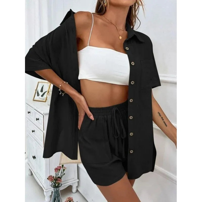 Faionable Casual ort Sve irt And orts Set Women&