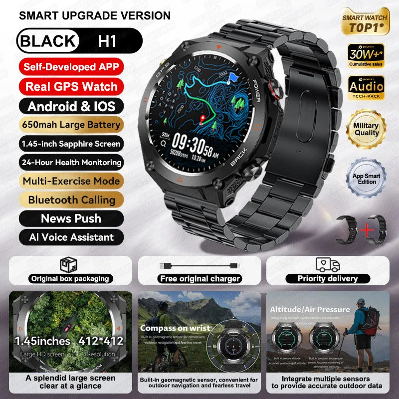 2025 New For Xiaomi GPS Sports Smart Watch Men Waterproof Fitness Trackr Bluetooth call 650Mah Battery Smartwatch Woman Bracelet