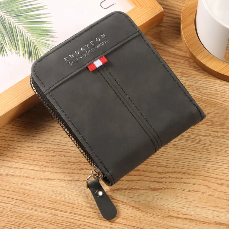 Business Bank Credit Card Holder Luxury Men Wallets Short Coin Purse Zipper Money Bag Cardholder Case Small Card Holders for Men