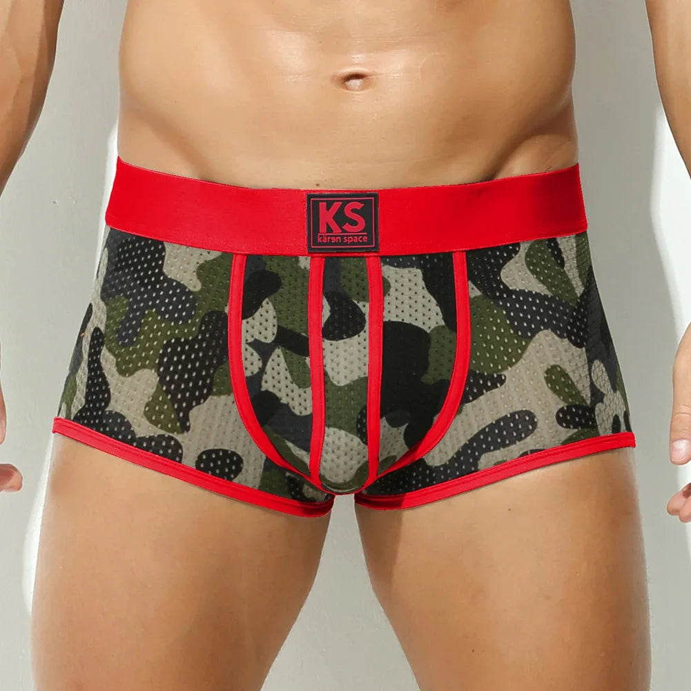 Fashion Boxers for Men Underwear Camouflage Printed Boxershorts Mesh Breathable Calzoncillos Hombre