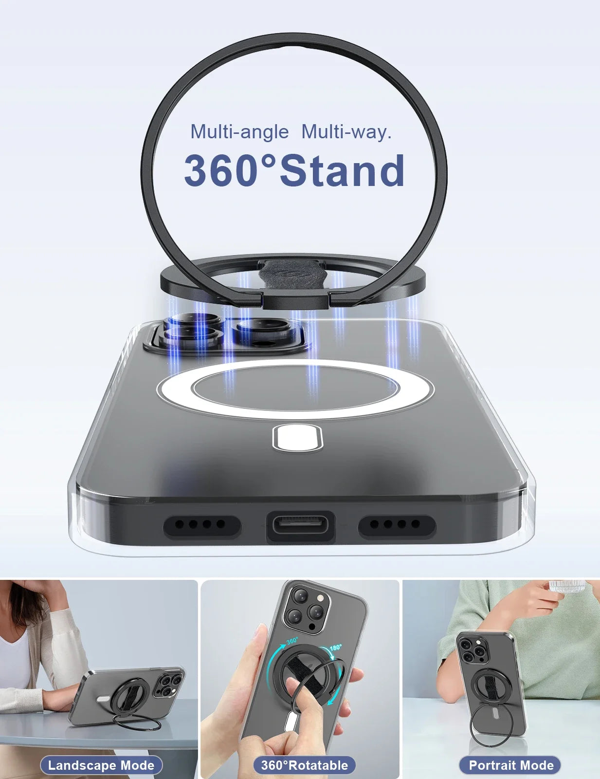 EWA MagOne 3rd Gen Compatible with MagSafe Phone Holder, Removable Magnetic Ring Holder Kickstand Ring for iPhone 16,15,14,13,