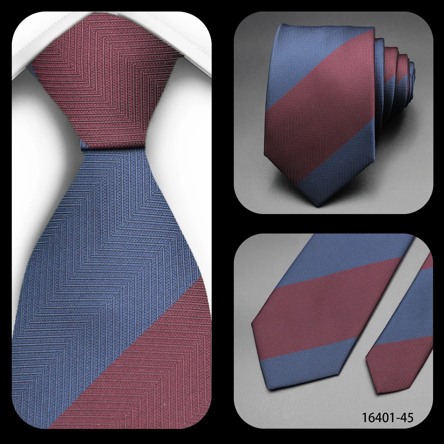 Luxury 7CM Mens Tie Necktie Red Green Stripes Solid Tie For Man Groom Jacquard Woven Neck Tie For Business Wedding Party
