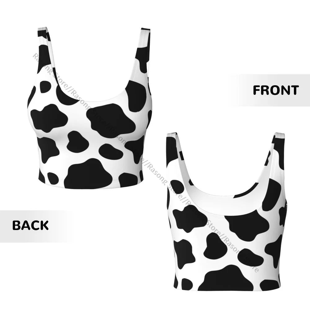Women Sexy Sports Vest Cow Domestic Pattern Female Streetwear Sport Lingerie Tee Crop Top