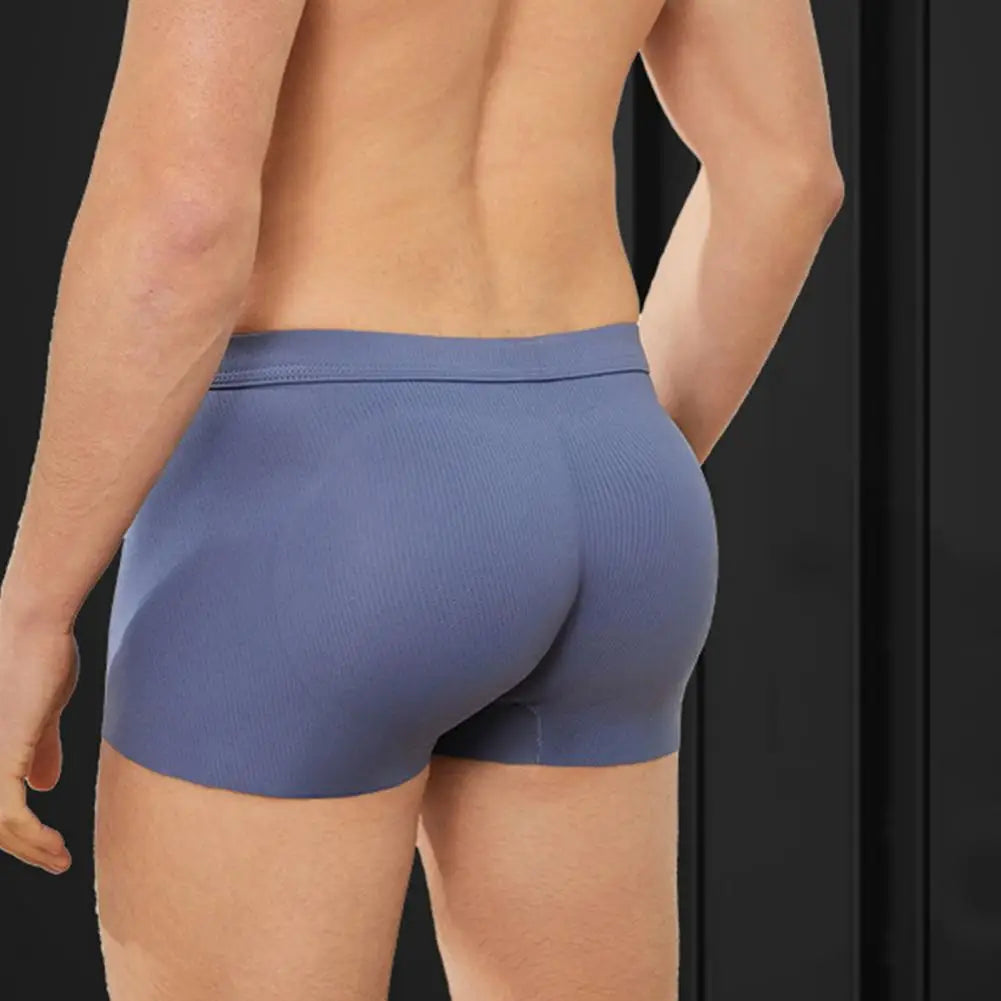 Fake Ass Men Boxers 3D Design Traceless Effect Mid-rise Underpants Solid Color U-convex Ergonomic Design Boxers Briefs