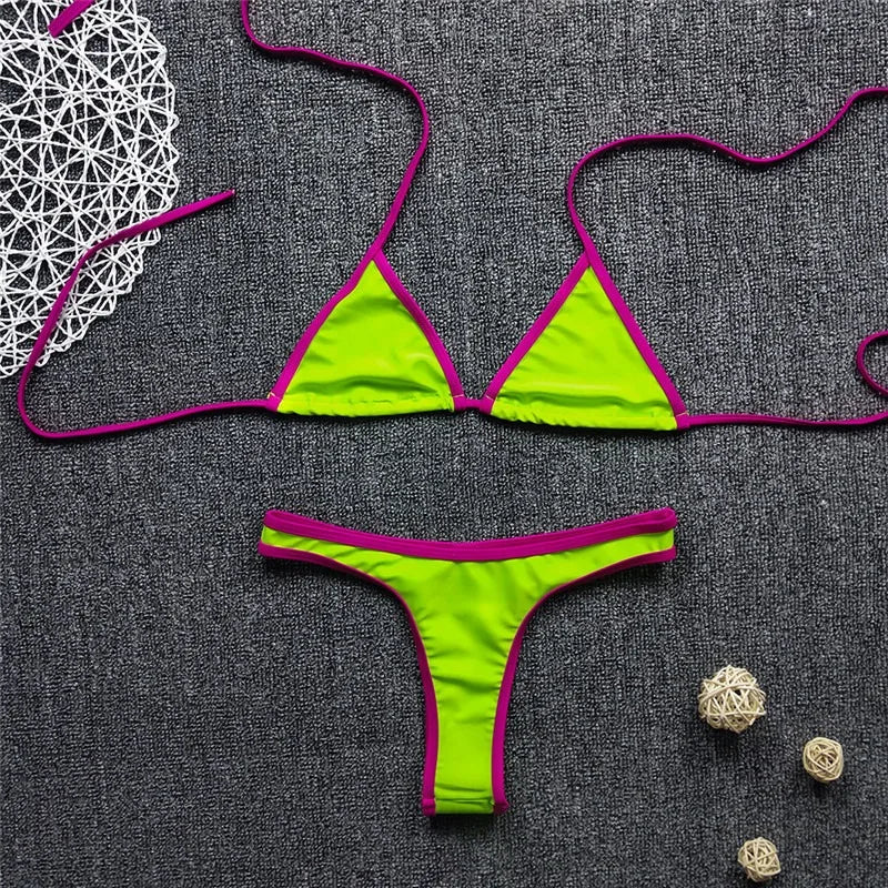 Swimsuit Women European and American Sexy Bikini, Backless, Fresh and Cute, Multi-color Two-piece Swimsuit for Women