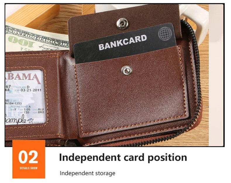 Business Bank Credit Card Holder Luxury Men Wallets Short Coin Purse Zipper Money Bag Cardholder Case Small Card Holders for Men