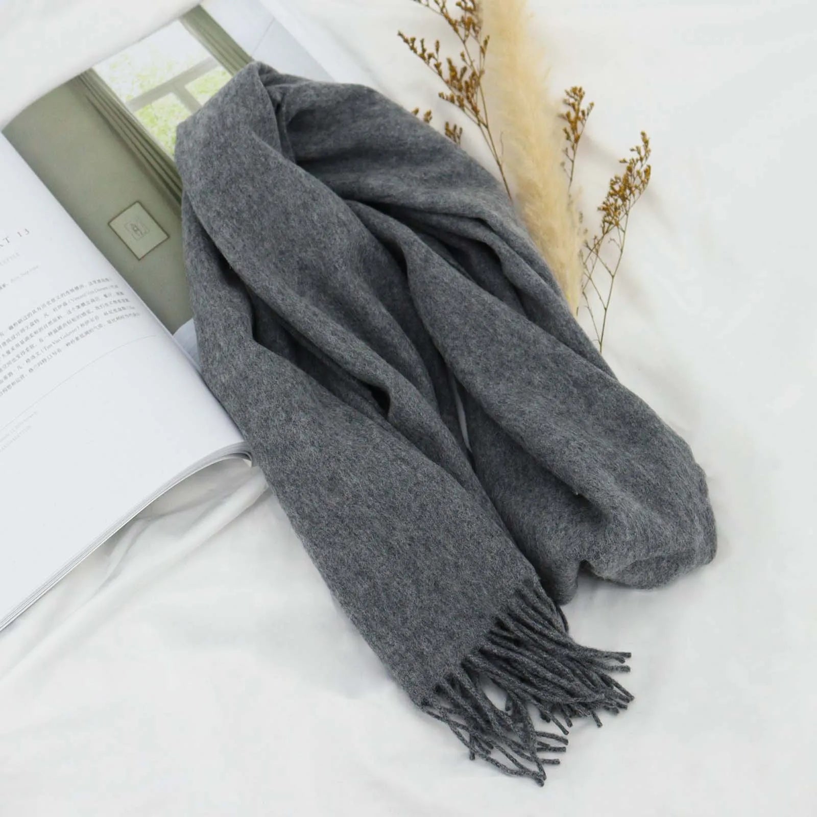 High Quality Solid Color 100% Wool Scarf Men&
