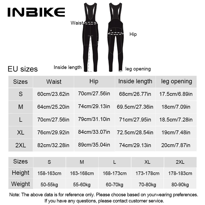 INBIKE Winter Cycling Bib Pants Thermal Fleece Men&