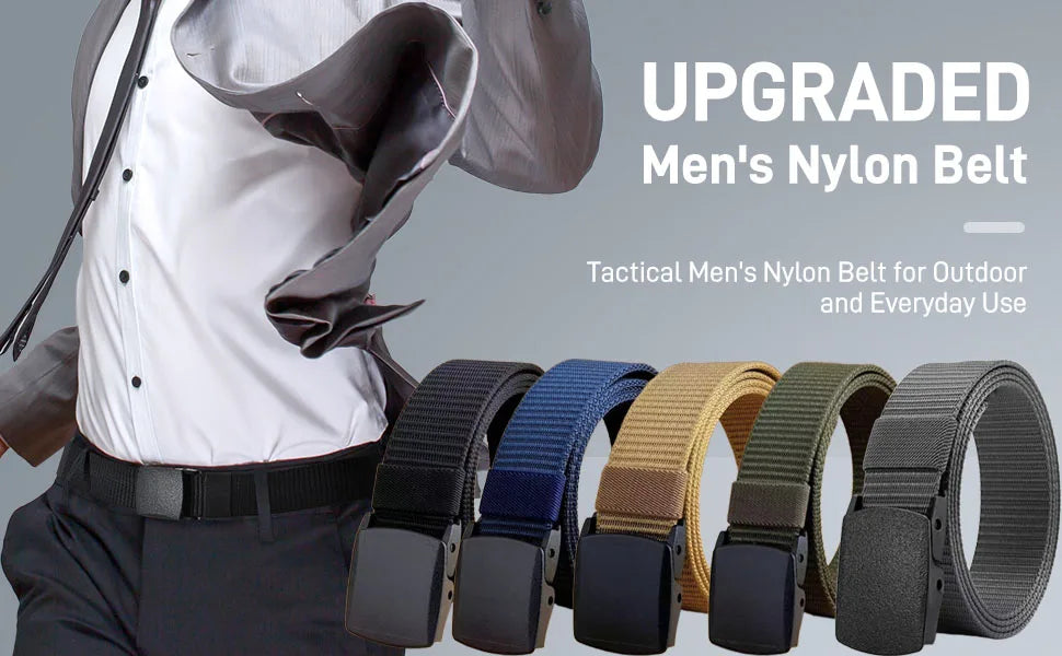 Tactical Belt for Man Golf Outdoor Casual Canvas Belt Black Training Trouser Belt Wide Automatic Buckle Nylon Belt Hunting Sport