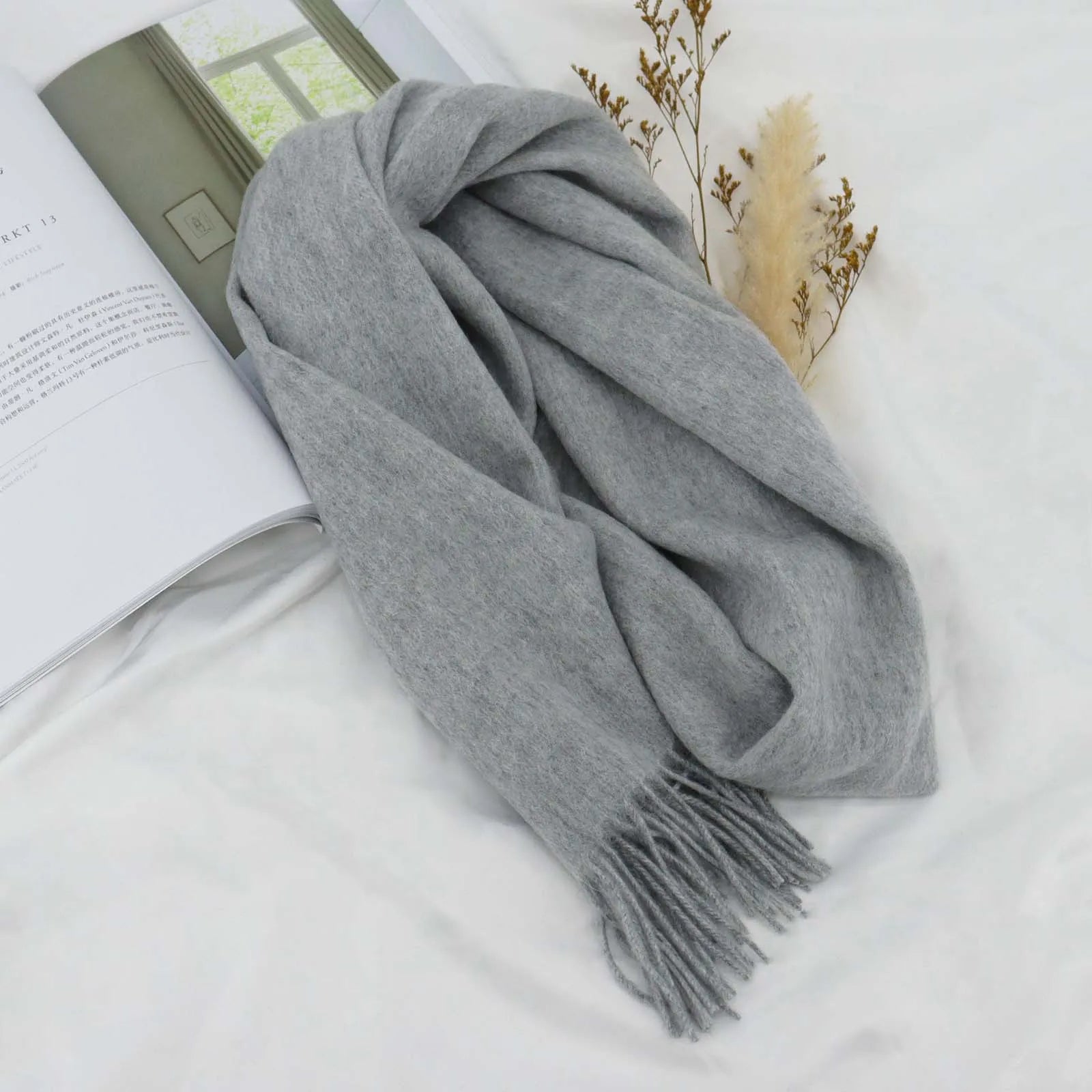 High Quality Solid Color 100% Wool Scarf Men&