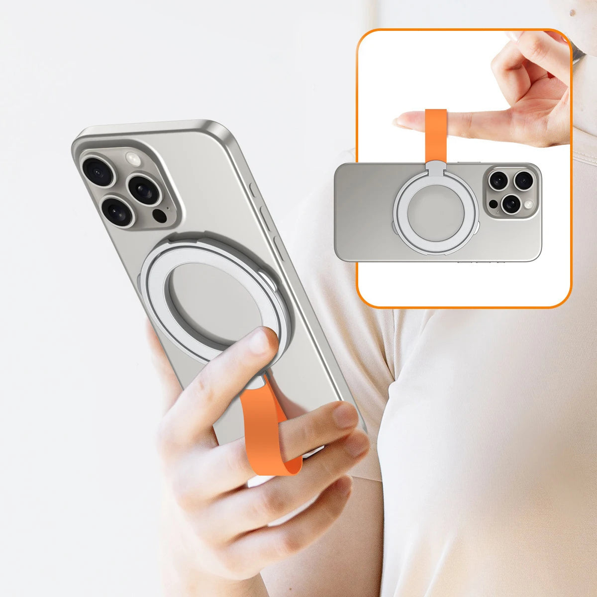Strong Magnetic Mobile Phone Holder For Magsafe Accessories Magnet Stand With Strap Bracket Portable Bracket For iPhone 17 16 15