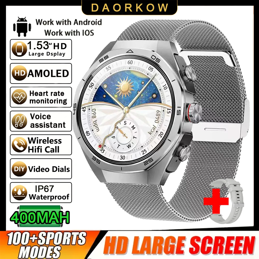 New Smart Watch Men TWS 2-in-1 Bluetooth Earphones With Built-in Speaker HIFI 1.53HD SCreen Bluetooth Call IP67 Waterproof