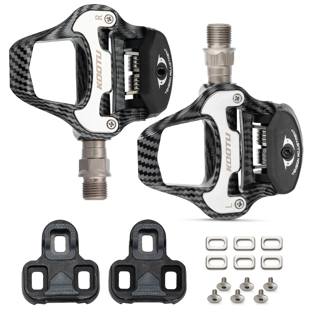 Carbon Pattern Road Bike Pedals Clipless Pedals Bicycle Racing Shoe Pedals For Shimano/KEO System System Clip-On Pedals