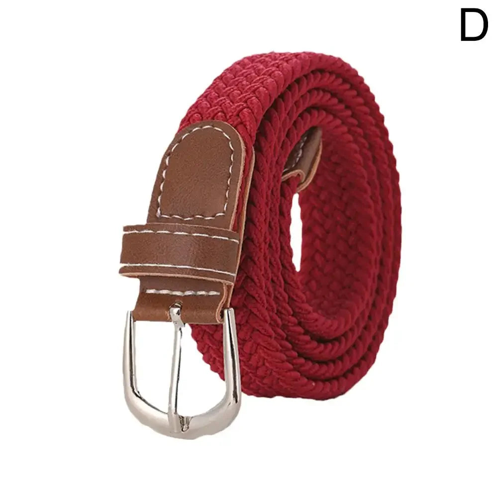 100cm Casual Knitted Pin Buckle Men Belt Woven Canvas Elastic Expandable Braided Stretch Belts For Women Jeans Female Belt