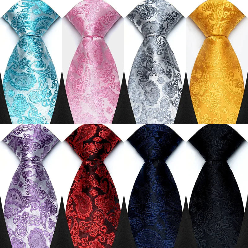 Luxury 8CM Mens Ties Solid Paisley Classic Business Necktie Jacquard Woven Neck ties For Men Groom Wedding Business Party