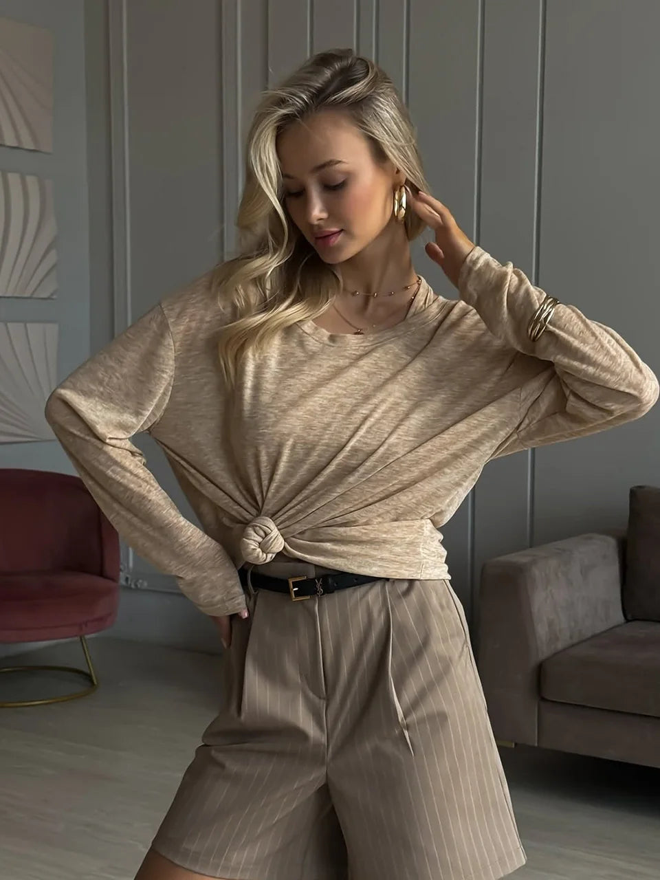 Hirsionsan 2025 Basic soft T Shirts Women Summer autumn Long Sleeves Loose Bottom Tees Ladies Casual Knitted Soft Woman Tops