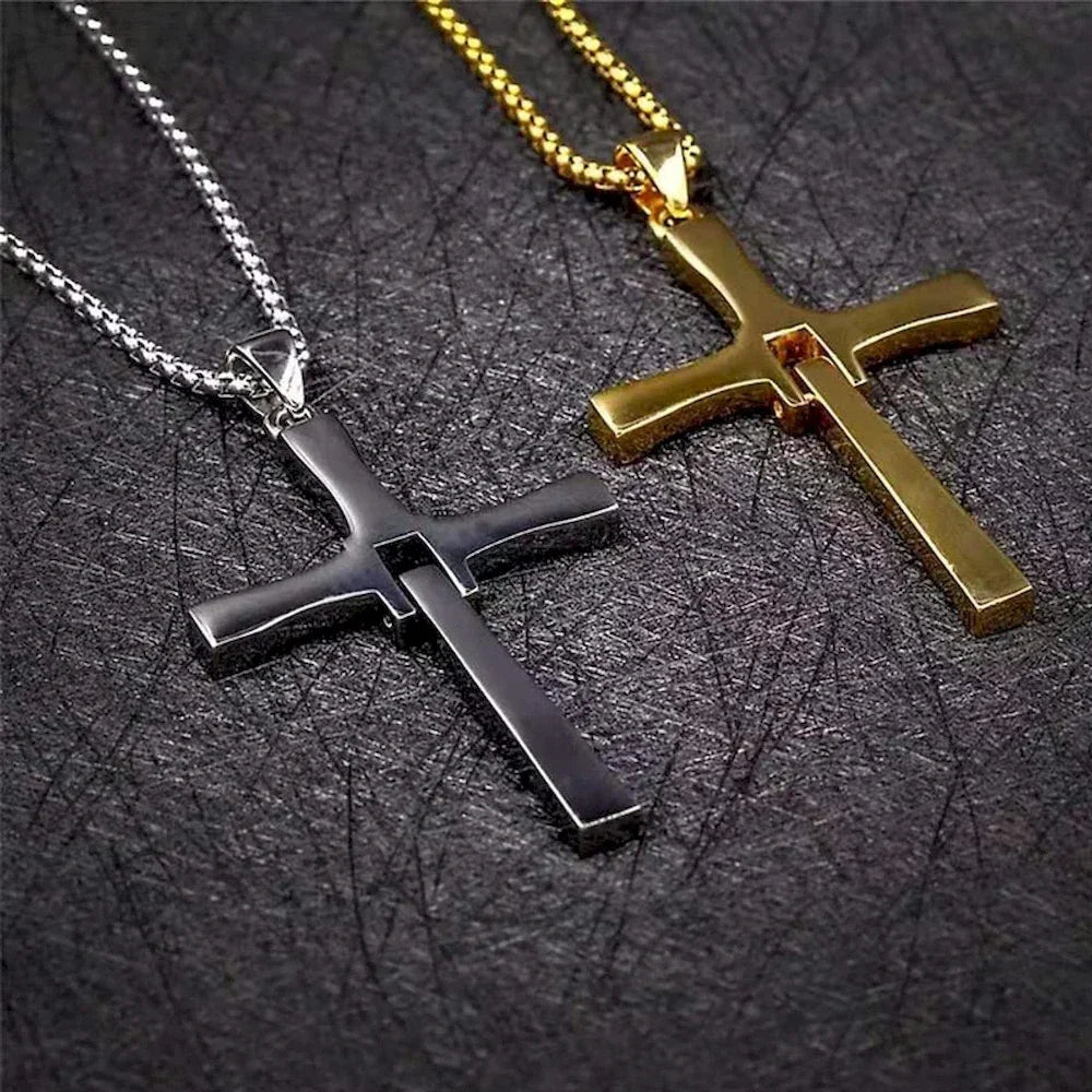 7.8*4.5cm Big Size Alloy Solid Cross Pendant Necklace 60cm Length Stainless Steel Chain Men Women Neck Jewelry Drop Shipping