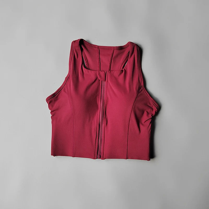 High-intensity Sports Vest Bras Front Zipper Integrated Yoga Underwear Gathering Shock-proof Running Breathable Fitness Vest