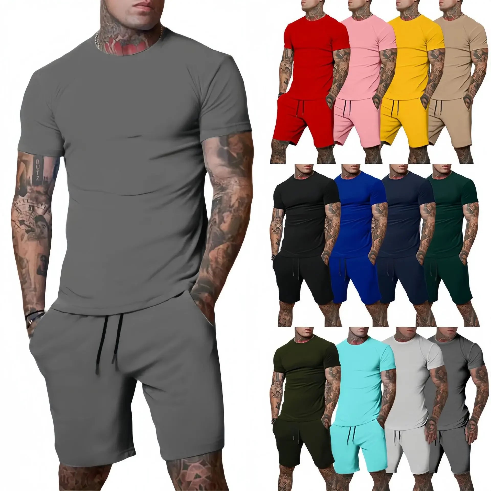 Casual summer outdoor sportswear set for men breathable T-shirt and shorts casual and fashionable two-piece sportswear