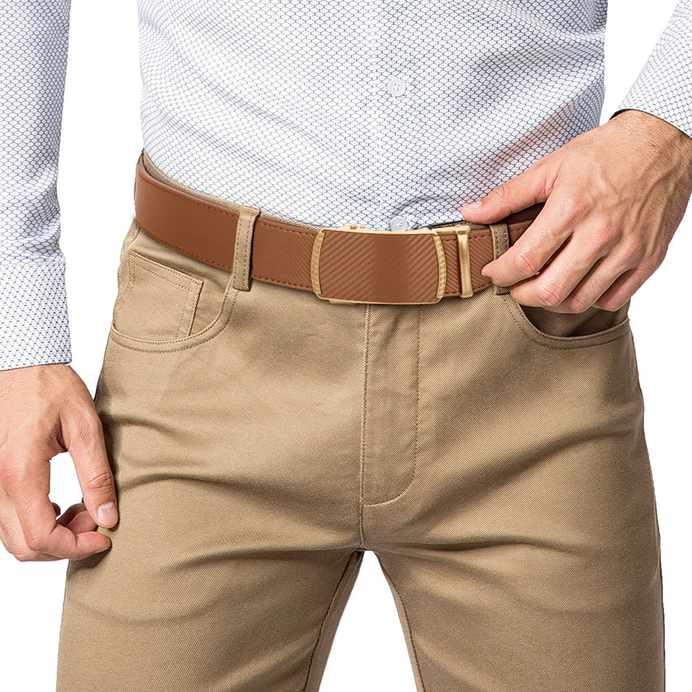 Men Belts Leather Waist Strap Male Automatic Buckle Waistband Mens High Quality Girdle Belts for Women Men Gifts 105 115 125cm