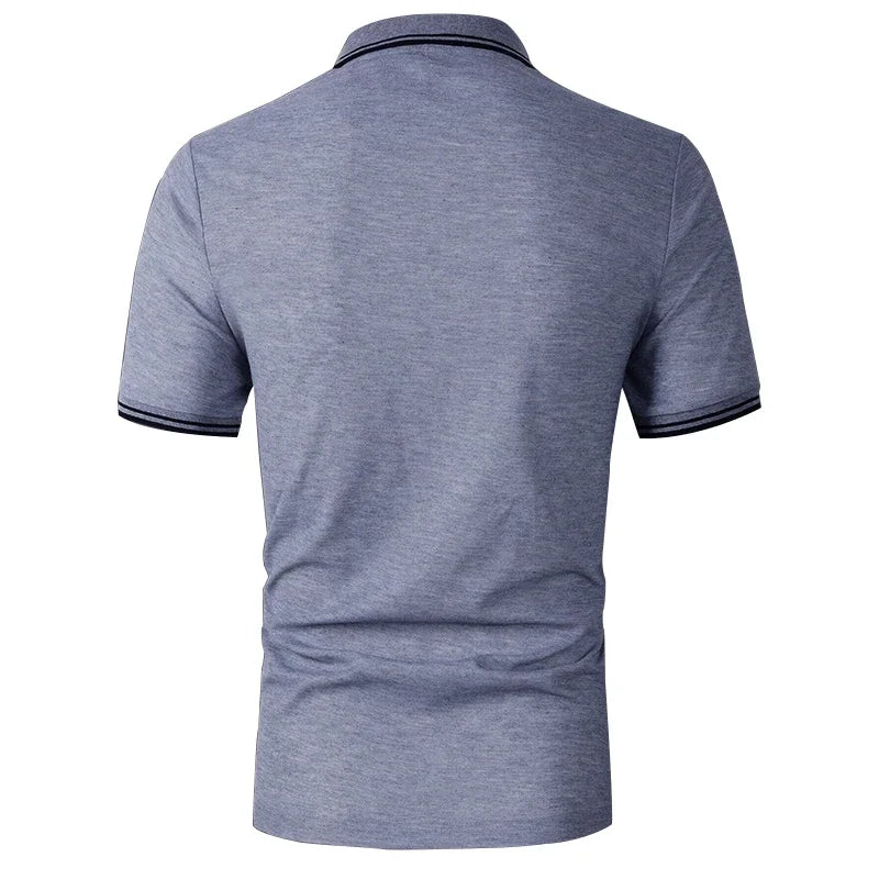 Men Clothes 100% Polyester Breathable Business Casual Polo Shirt Tops Men Short Sleeve Summer Fashion Slim Fit Polo Shirt