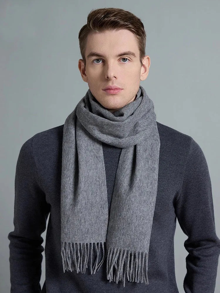 High Quality Solid Color 100% Wool Scarf Men&