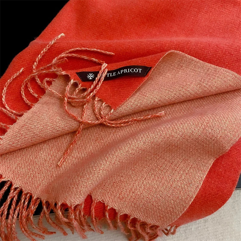 Winter Solid Color Cashmere Like Blanket Women Scarf Designer Thick Warm Pashmina Shawl Wraps With Tassel Poncho Stoles Echarpe