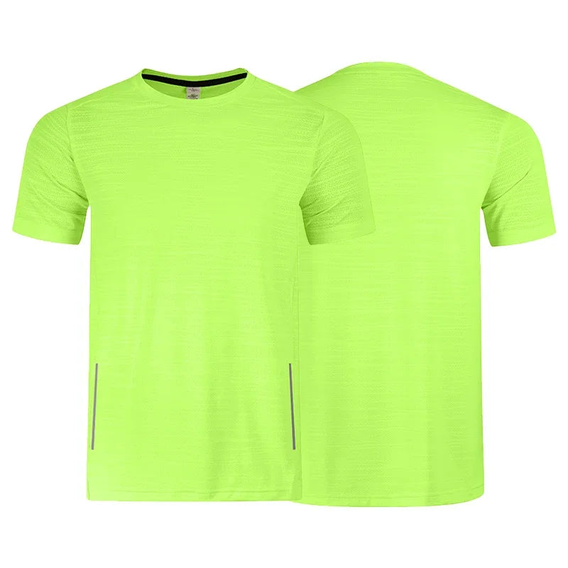 Muscle Training Compression T-shirt Man Running Dry Fit Tee Plain Color Plus Size Gym Men&