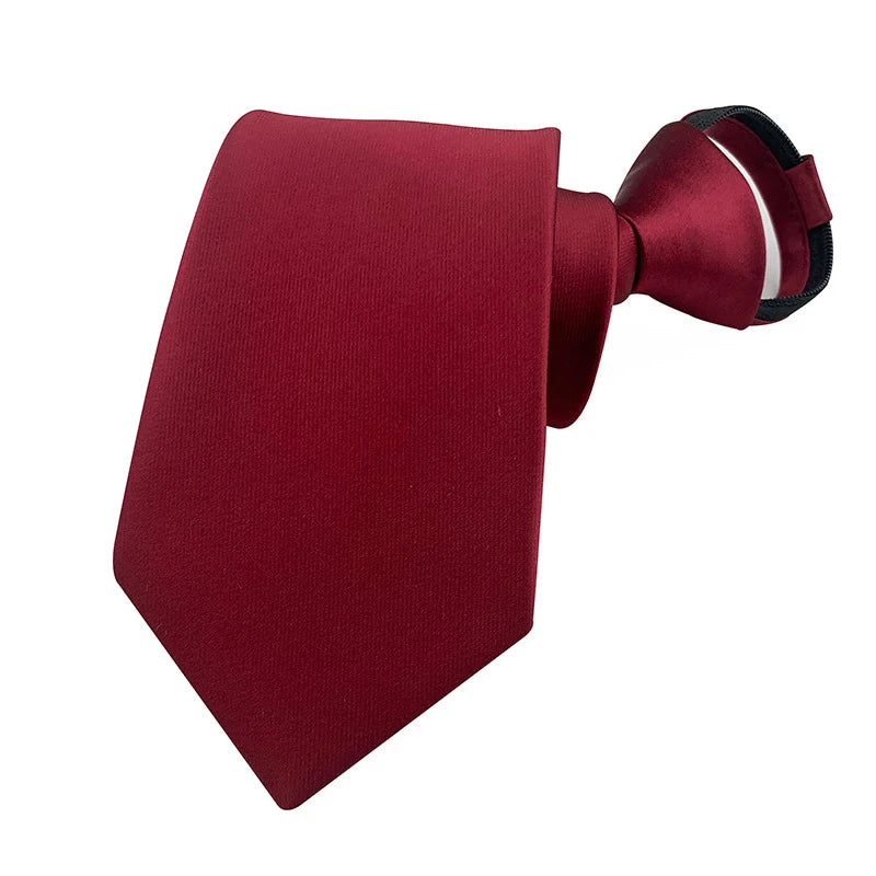 Hot Sell 8CM Zipper Tie Men Bridegroom Wedding Stripes Necktie Lazy Pre-tied Ties Pink Red Color Necktie For Men Women